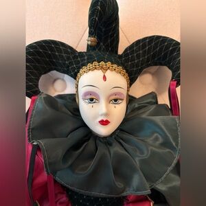 24” Vintage Porcelain Jester Clown Doll
